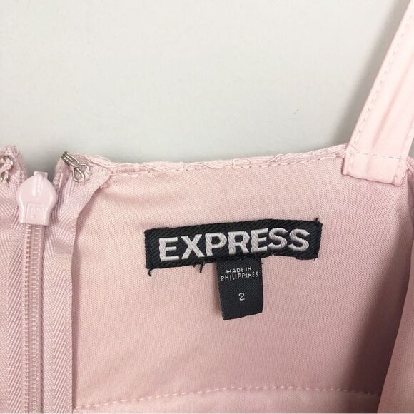 EXPRESS | Baby Pink Lace Bustier Fitted Slip Dress Midi Length Women’s Size 2 - Picture 7 of 11